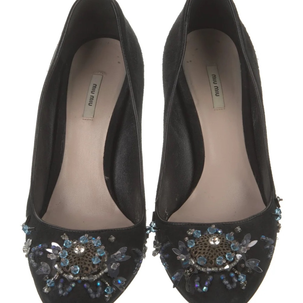 Miu Miu Black Heeled Shoes with Sparkling Embellishments